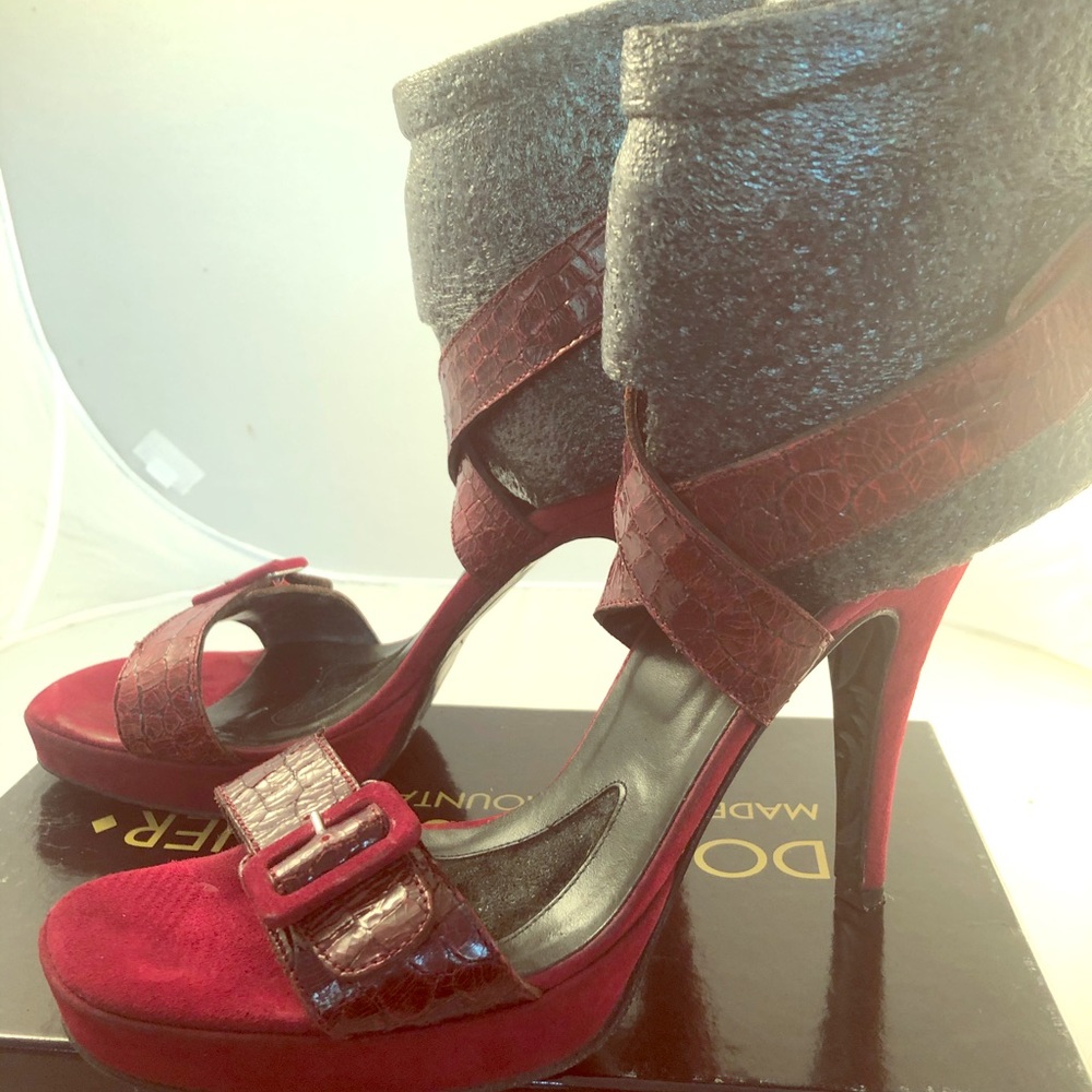 Red leather strappy sandals size 8.5